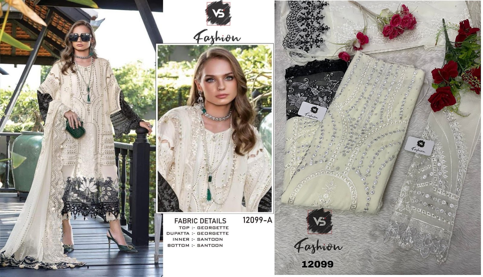 12099 Vs Fashion Georgette Embroidery Work Pakistani Salwar Suits