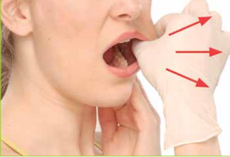 Stretch the chewing muscles from the inside of the mouth