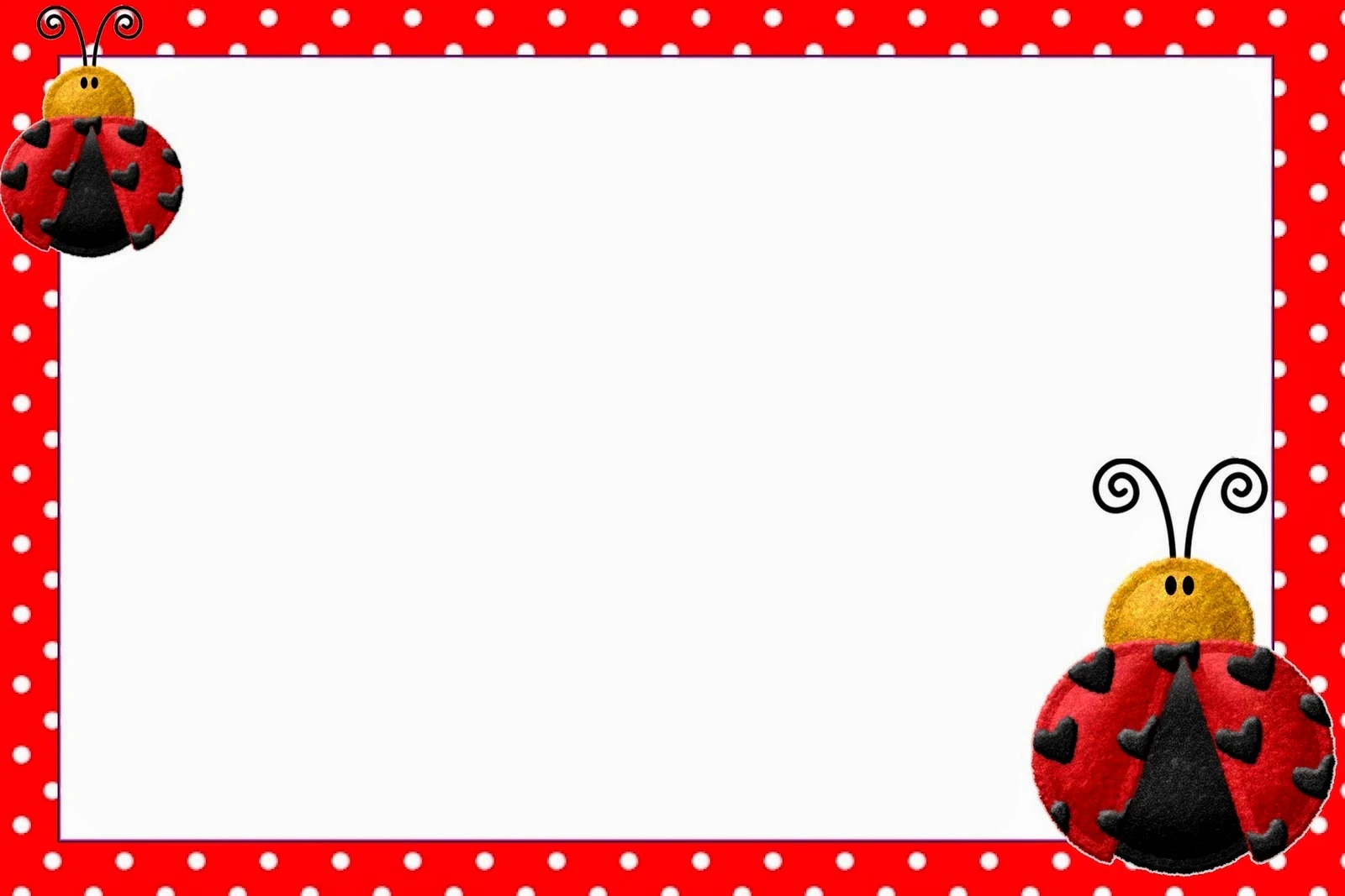 Ladybugs: Free Printable Invitations, Labels or Cards