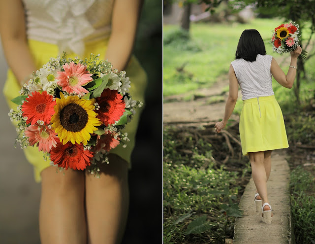 sunflower, summer outfit, bouquet, anniversary