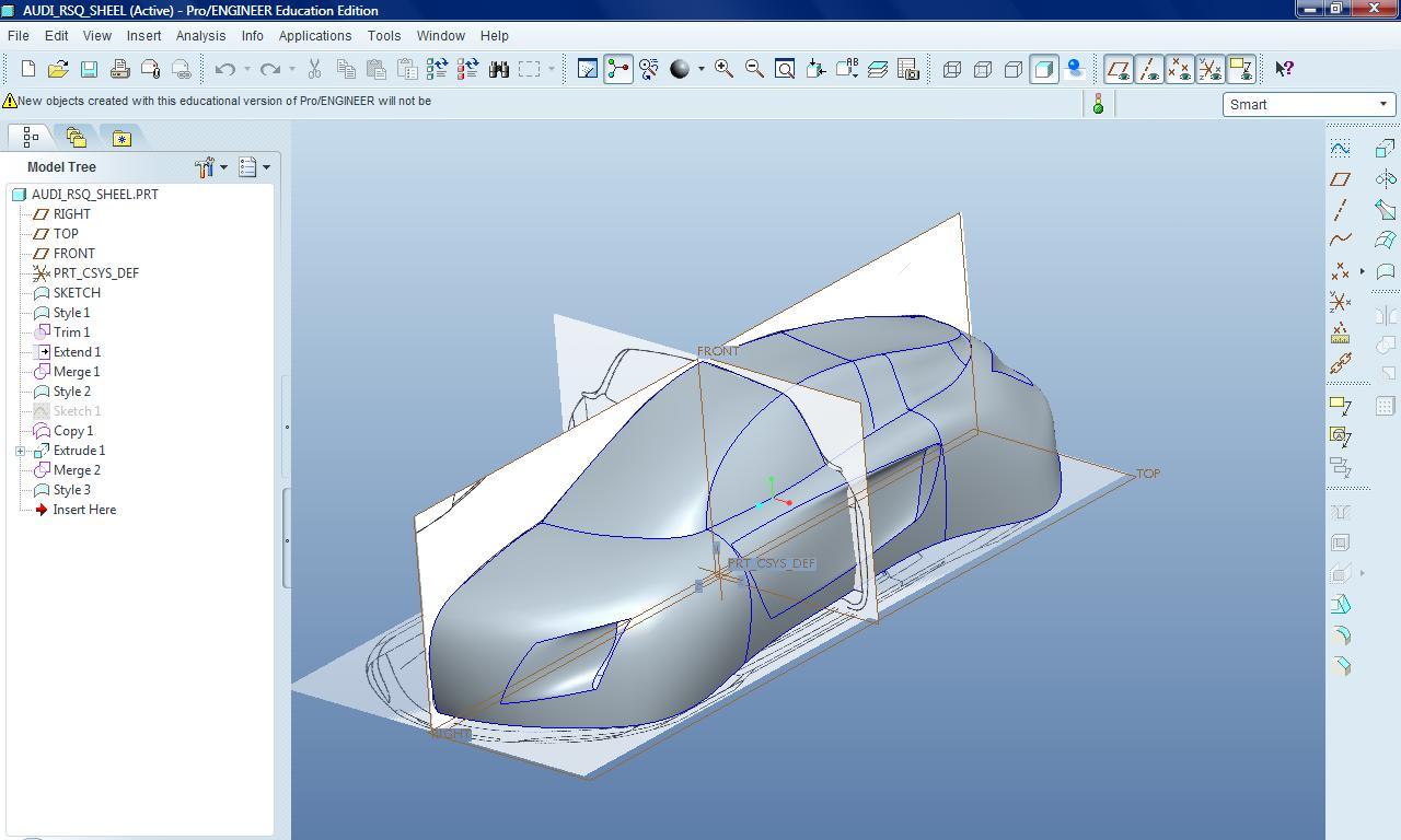 3D Modeling: Car modeled in Pro/E