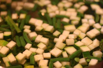 veggies in ice bath