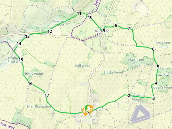 Map for Walk 144: Hunsdon North Loop Created on Map Hub by Hertfordshire Walker Elements © Thunderforest © OpenStreetMap contributors There is an interactive map below these directions