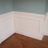 Wall With Chair Rail : This is an idea for the chair rail that we have....navy ... : Amazing gallery of interior design and decorating ideas of two tone walls with chair rail in bedrooms, living rooms, dens/libraries/offices, girl's rooms, nurseries, bathrooms, laundry/mudrooms, entrances/foyers by elite interior designers.