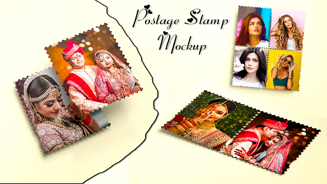 Stamp Photo Frames Mockup PSD !! Photo Me Frame Kese Lagaye