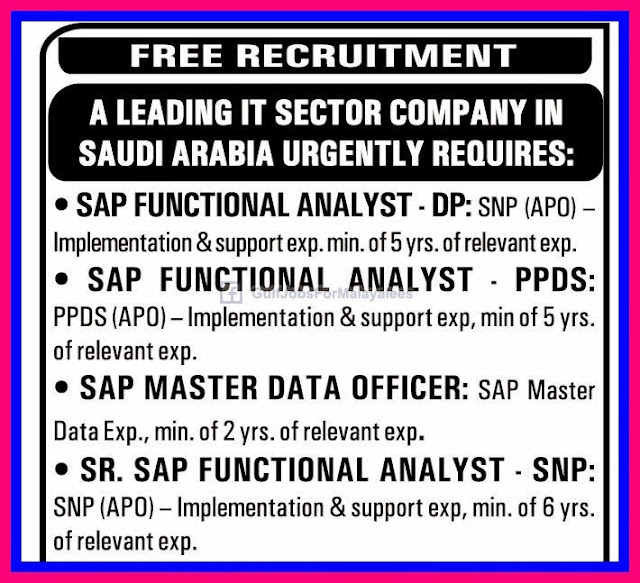Free Recruitment For An IT Sector Company