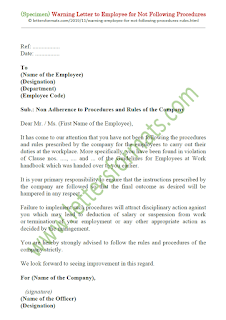 sample warning letter to employee for not following procedures