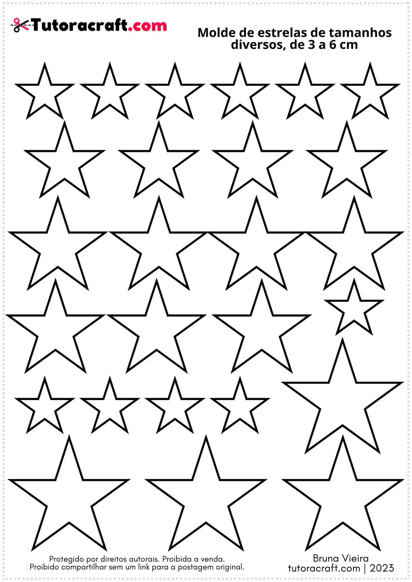 Estrelas de tamanho diversos para imprimir