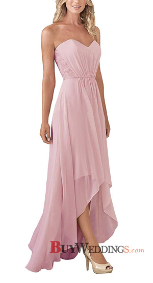 Elegant High-Low Long Chiffon Bridesmaid Dresses