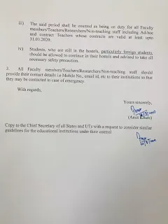 Circular on work from home of Government of India for Teaching and Non-Teaching staff