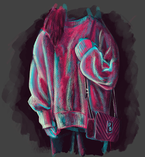 color palette sweater and purse sketch