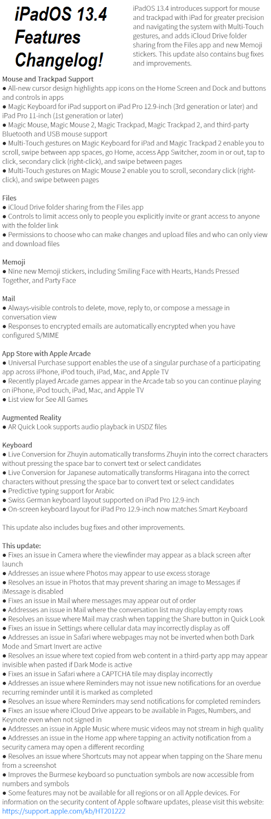 iPadOS 13.4 Features Changelog
