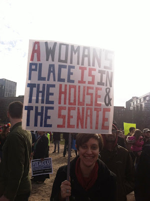 "A Woman's Place is in the House...& the Senate" Sign at the Boston Women's March
