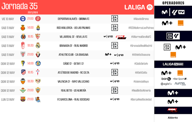  2023-2024 | 35º Jornada |  Atlético de Madrid  1-0  R.C. Celta Horarios%20LaLiga%20jornada%2035