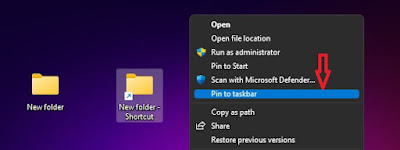 Option to Pin the Shortcut Folder to the Taskbar