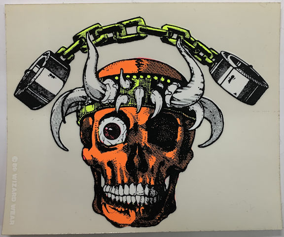 Grateful Dead Tour Sticker/Decal - Blacklight Wizard Wear Skull with Horns and Chains