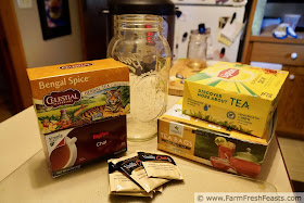 image of the types of teas used to make homemade iced chai tea concentrate