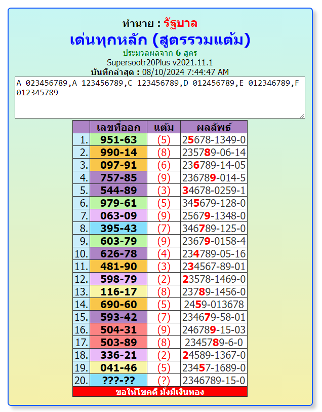 16-8-2024 THAILAND LOTTERY FOR Luxembourg SPECIAL BY, INFORMATIONBOXTICKET