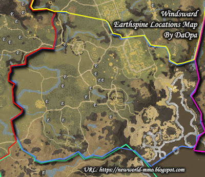 Windsward earthspine locations map