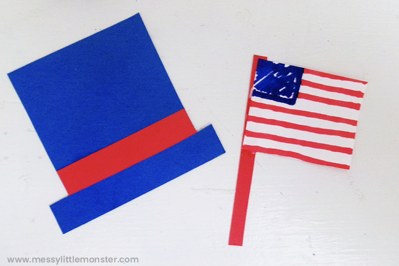 flag and hat for fourth of July craft