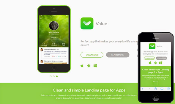 Value Responsive Mobile App Blogger Template