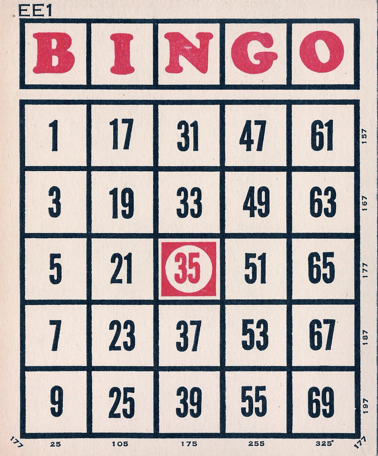 The Graffical Muse: Vintage Bingo Card