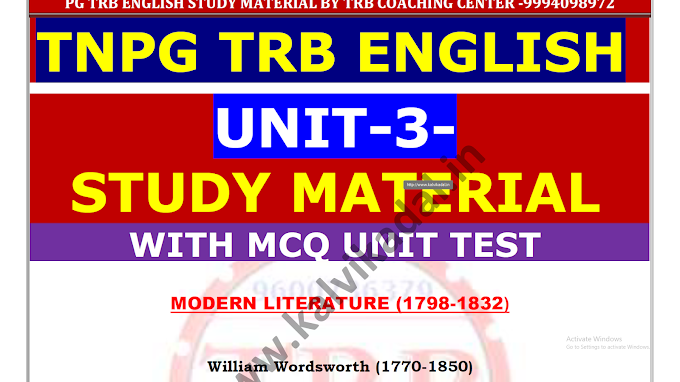 PG TRB English Unit - 3 Study Materials With MCQ 2024