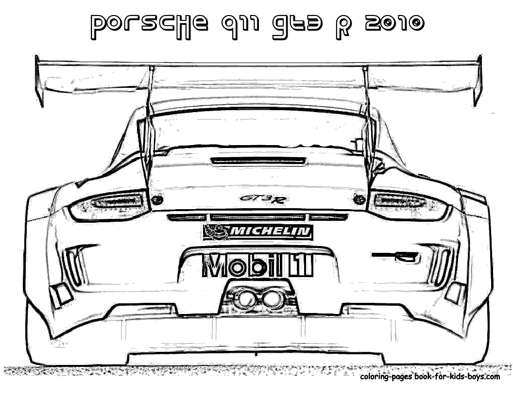 11 Porsche 911 GT3 car at coloring pages book for kids boys