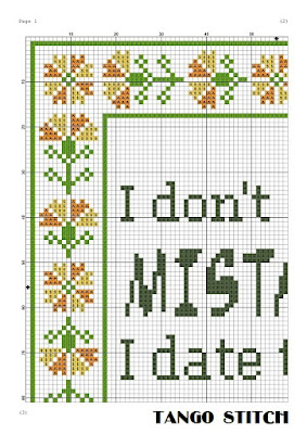 I don't make mistakes funny sarcastic quote cross stitch pattern