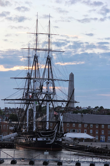 uss constitution and bunker hill monument, boston, mass