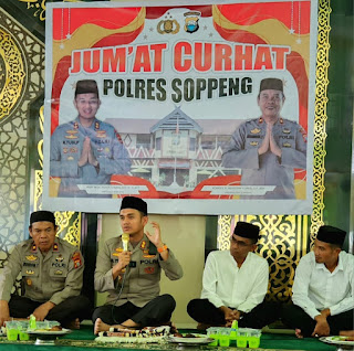 Kapolres Soppeng Gelar Safari dan Jumat Curhat di Masjid Besar Taqwa Kec. Ganra