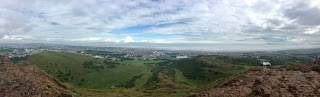 A panorama of Edinburgh from the top of Arthur's Seat.