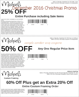 free Michaels coupons december 2016