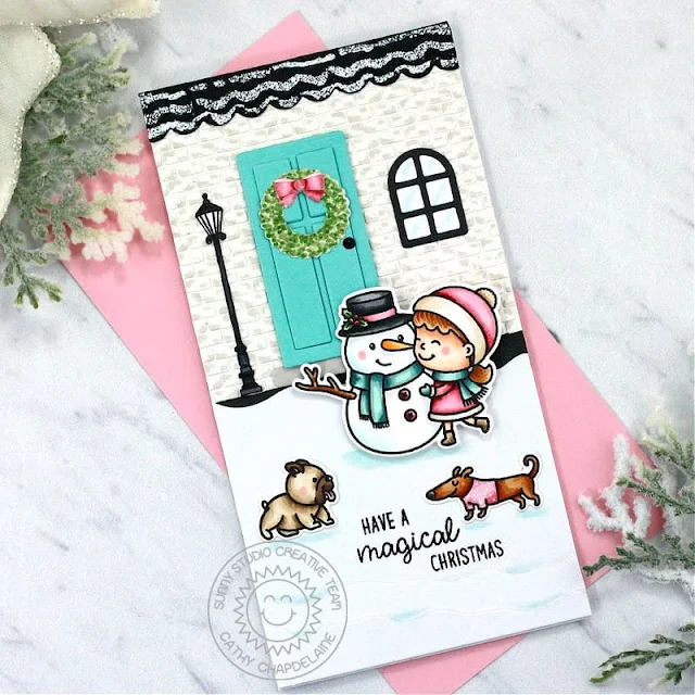 Sunny Studio Stamps: Snow One Like You Winter Themed Holiday Card by Cathy Chapdelaine (featuring Gingerbread House Dies, Sweet Treats House Add-On Dies)
