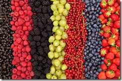 delicious fresh berries in a row
