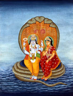 Lord Vishnu with his consort Lakshmi 