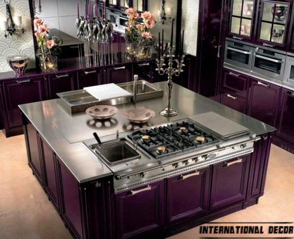 Art Deco kitchen designs and purple furniture