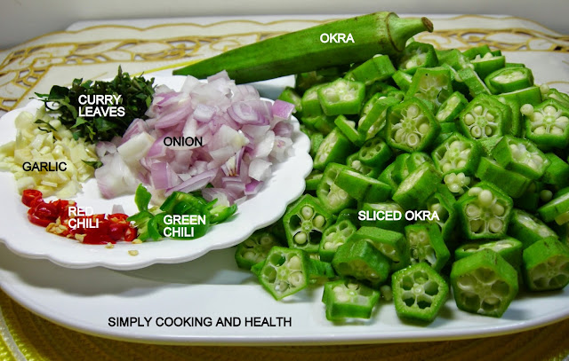 Ingredients for okra stir fry