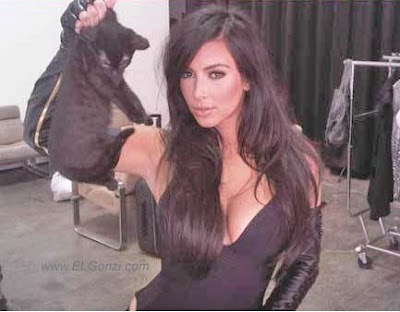 sexy kim kardashian and the black cat