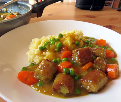 School Dinner Curried Sausages