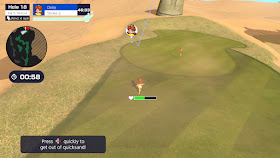Daisy runs towards her ball on the green in the desert.