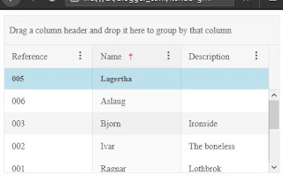 Kendo Grid Frozen Row Sorted Column