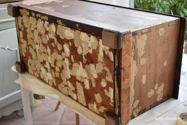 www.annecharriere.com, restore, clean old trunk, wax, 