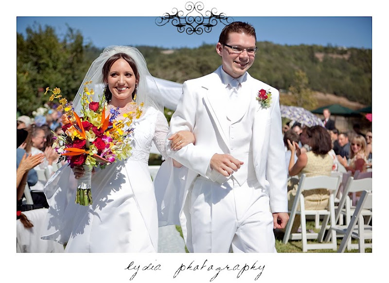 Rosemary and Jared walking back down the aisle during the wedding in Santa Rosa California