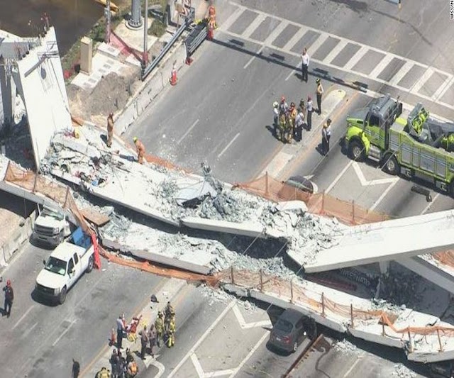 Colapsa puente peatonal en la Universidad Internacional de la Florida en Miami