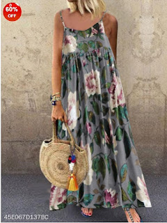 Spaghetti Strap Floral Printed Maxi Dress