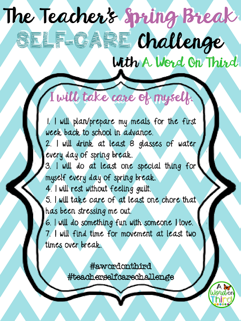 A Teacher Self-Care Challenge By A Word On Third