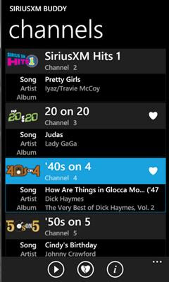 SiriusXM Buddy, WP7 App