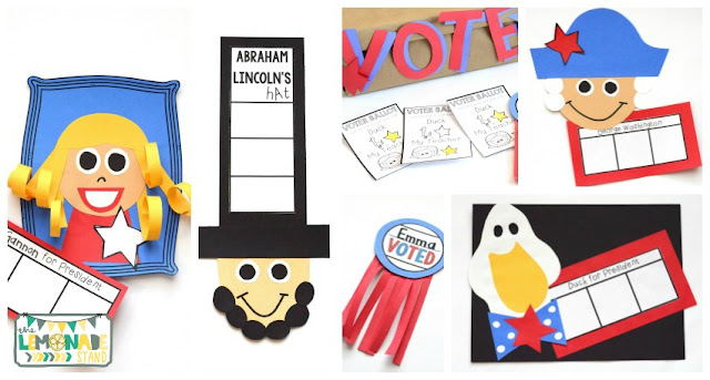 This Presidents’ Day unit is pack full of Presidents’ Day activities to engage your students in their learning about our two most famous presidents.  The Presidents’ Day crafts are sure to be a hit with your class!  The pack has a focus on identifying key ideas and details in the text, as well as work on persuading others’ to vote for your candidate for your very own classroom election.  It’s perfect for a one week study for grades kindergarten through second.  Presidents Day craft | art |education 