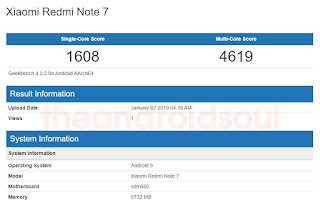 Redmi note 7 geek bench score